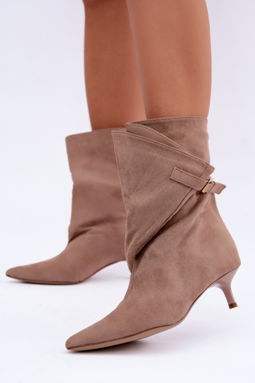 Bottines à petit talon avec boucles couleur sable Canelisse