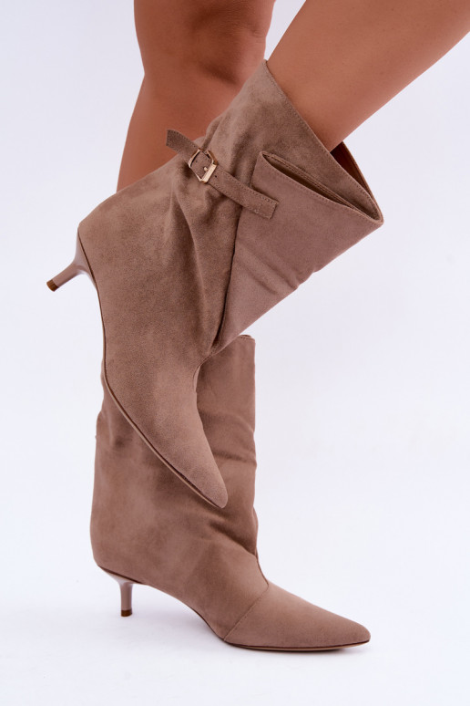 Bottines à petit talon avec boucles couleur sable Canelisse