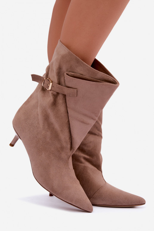 Bottines à petit talon avec boucles couleur sable Canelisse