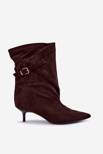 Bottines à petit talon avec boucles couleur chocolat Canelisse 2