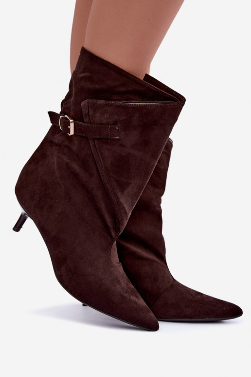 Bottines à petit talon avec boucles couleur chocolat Canelisse