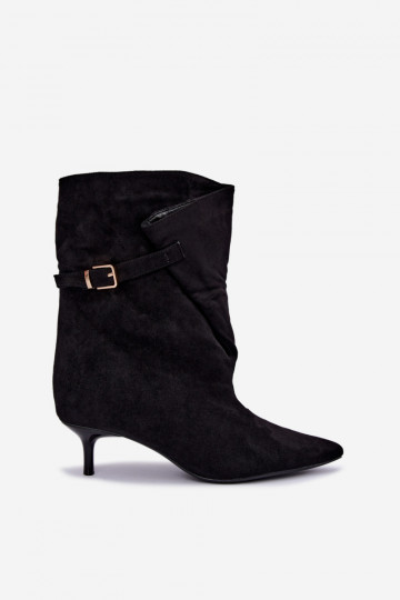 Bottines à petit talon avec boucles couleur noire Canelisse 2