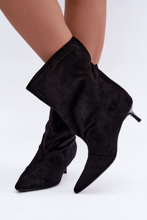 Bottines à petit talon avec boucles couleur noire Canelisse