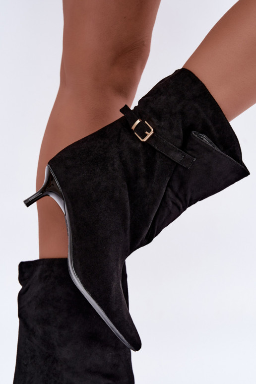 Bottines à petit talon avec boucles couleur noire Canelisse