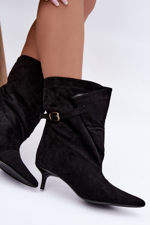Bottines à petit talon avec boucles couleur noire Canelisse