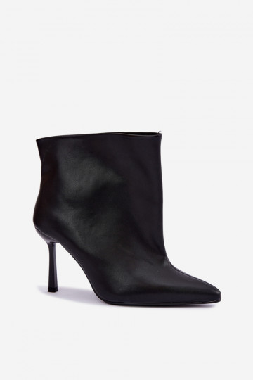 Bottines à enfiler avec talons fins en simili cuir noir Kamea