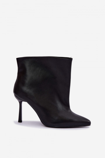Bottines à enfiler avec talons fins en simili cuir noir Kamea 2