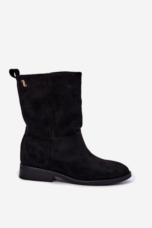 Bottines chaudes avec talons larges en noir Peronne