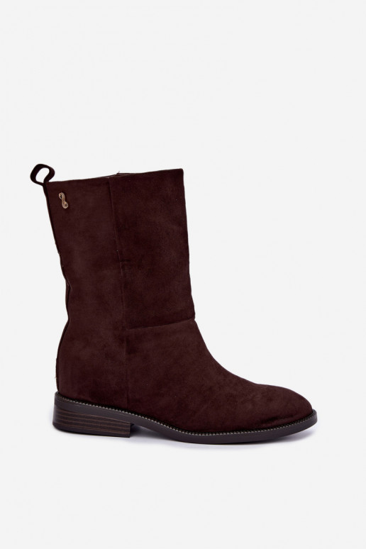 Bottines chaudes avec talons larges couleur chocolat Peronne