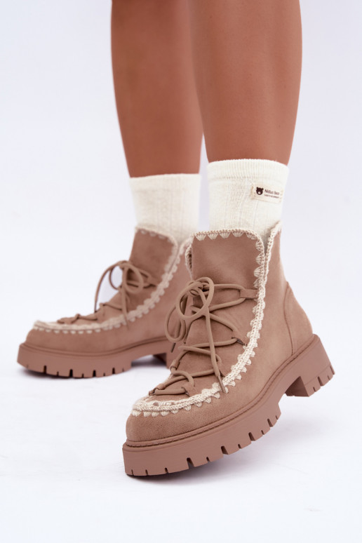 Bottes de neige avec détails élégants couleur sable Cariselle