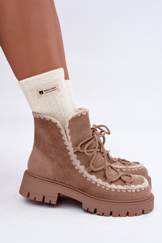 Bottes de neige avec détails élégants couleur sable Cariselle