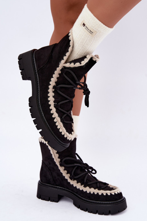 Bottes de neige avec détails élégants couleur noire Cariselle
