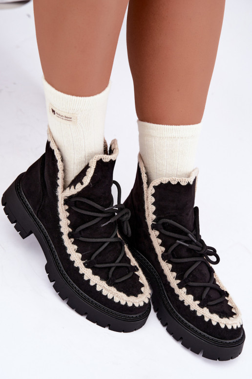 Bottes de neige avec détails élégants couleur noire Cariselle
