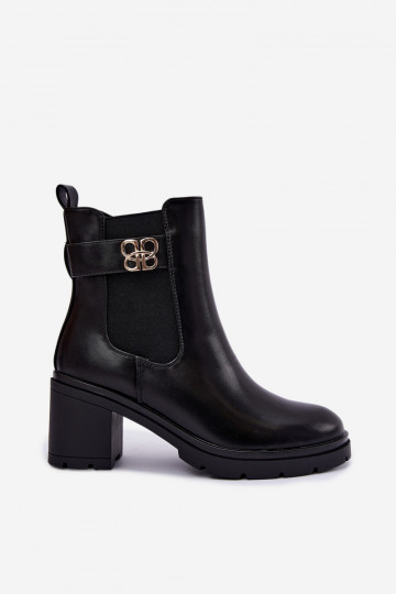 Bottines chaudes et élégantes avec des sangles décoratives en noir Irelina 2