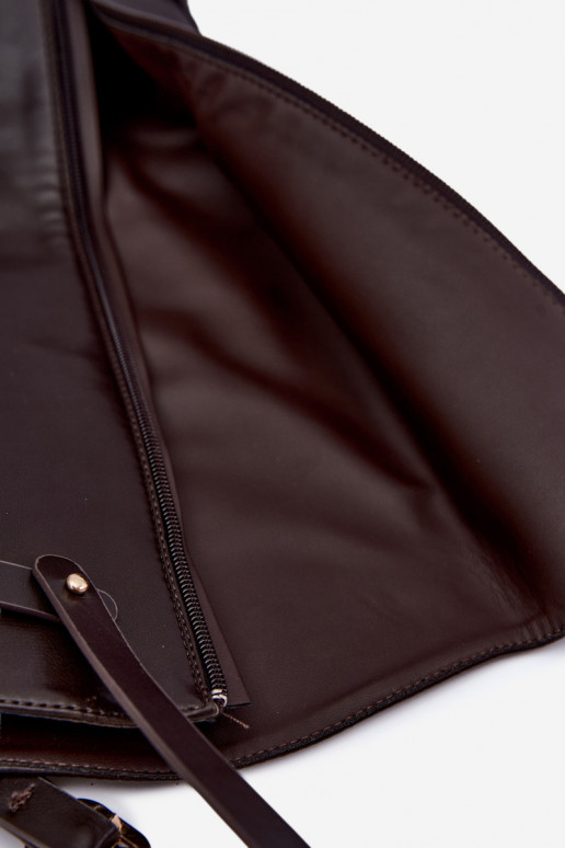 Bottes hautes pour femmes avec talons larges et sangles avec boucles couleur chocolat Sylvena