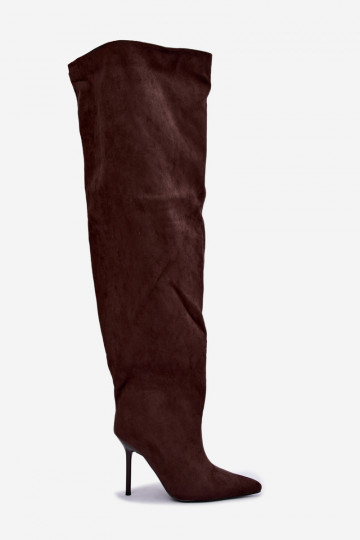 Bottes hautes pour femmes avec talons fins couleur marron Aderelle 2