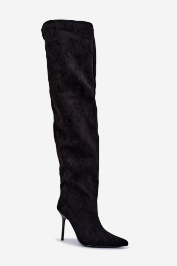 Bottes hautes pour femmes avec talons fins couleur noire Aderelle