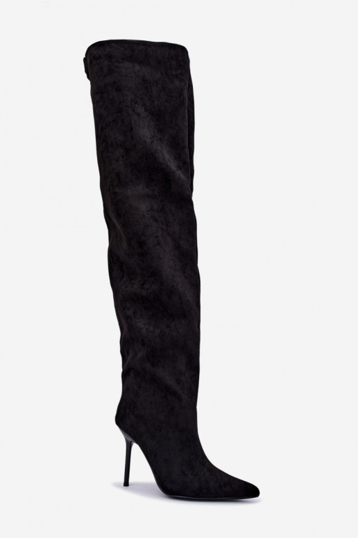 Bottes hautes pour femmes avec talons fins couleur noire Aderelle