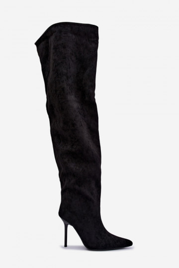 Bottes hautes pour femmes avec talons fins couleur noire Aderelle 2