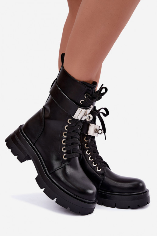 Bottines de travail isolées avec talons décorés en noir Ardelisse