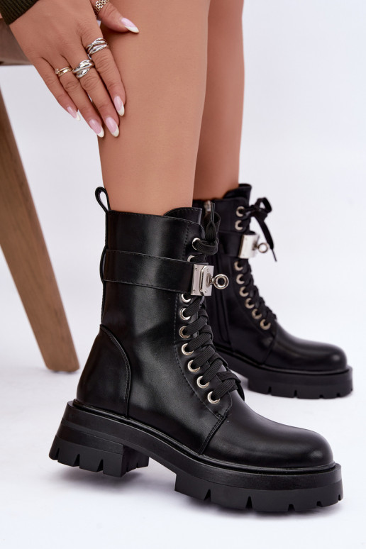 Bottines de travail isolées avec talons décorés en noir Ardelisse