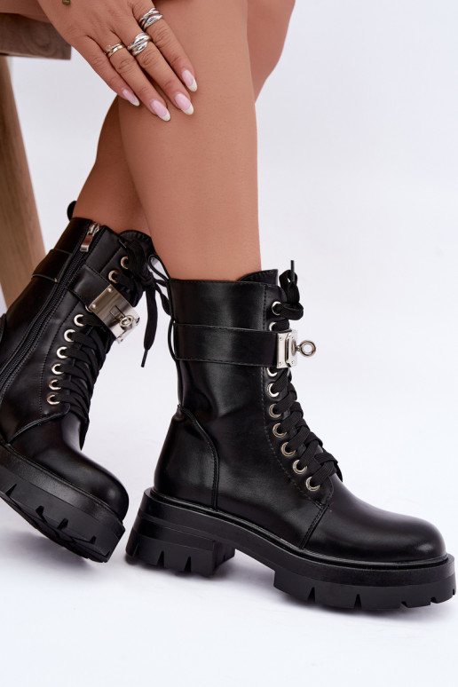 Bottines de travail isolées avec talons décorés en noir Ardelisse