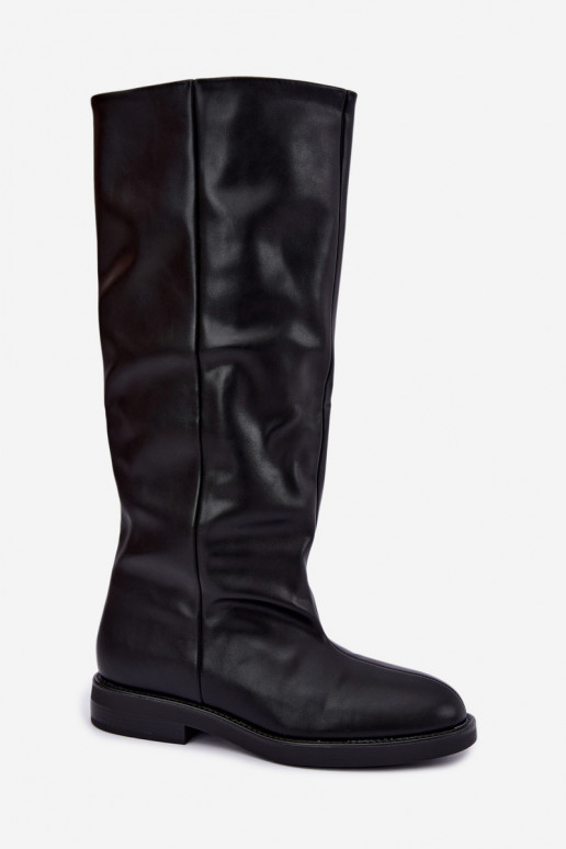 Bottes hautes à enfiler avec talons larges en noir Pavellea