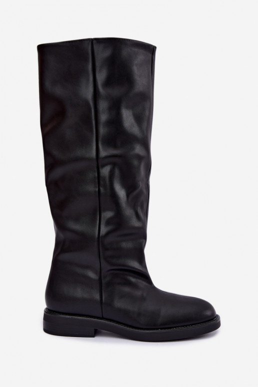 Bottes hautes à enfiler avec talons larges en noir Pavellea
