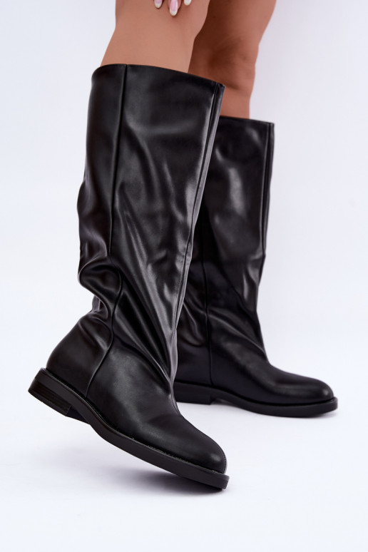 Bottes hautes à enfiler avec talons larges en noir Pavellea