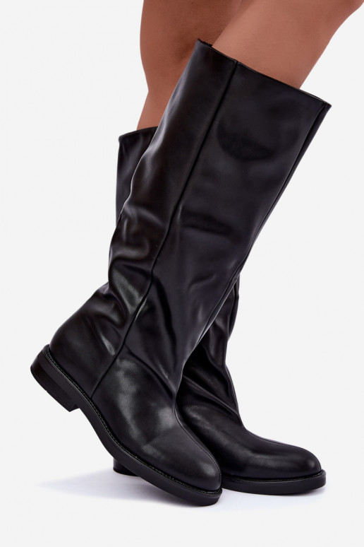 Bottes hautes à enfiler avec talons larges en noir Pavellea