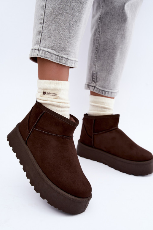 Bottes de neige en faux daim avec plateforme en brun foncé Corcoran