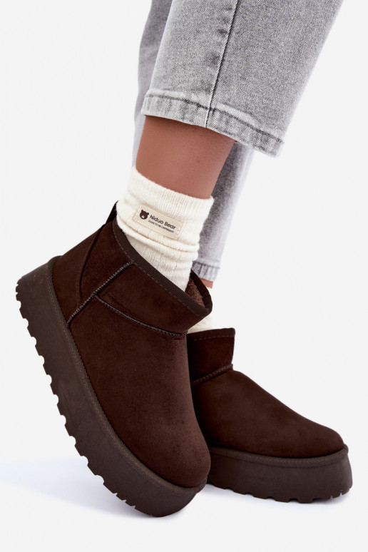 Bottes de neige en faux daim avec plateforme en brun foncé Corcoran