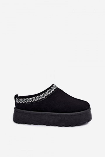 Bottes de neige basses pour femmes avec fleurs brodées et plateforme en noir Įjungtarirya 2