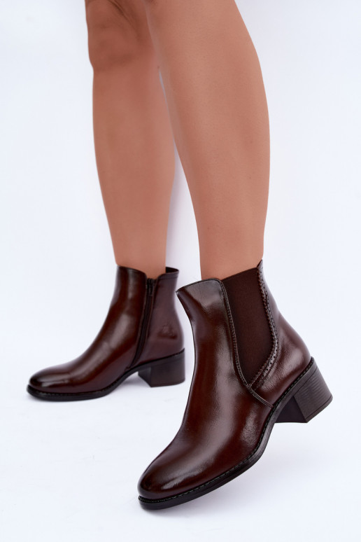 Bottines élégantes pour femmes en brun foncé Dalmora