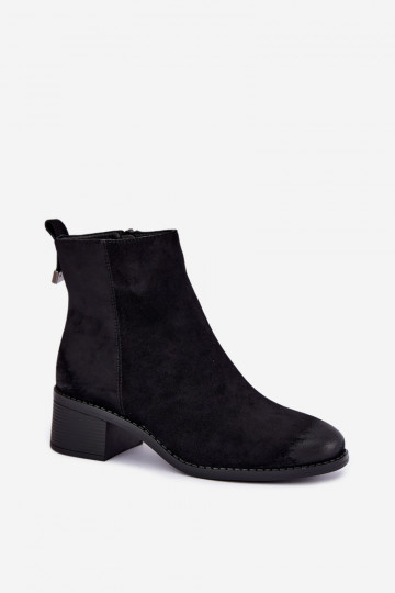 Bottines noires doublées avec petit talon Merselia