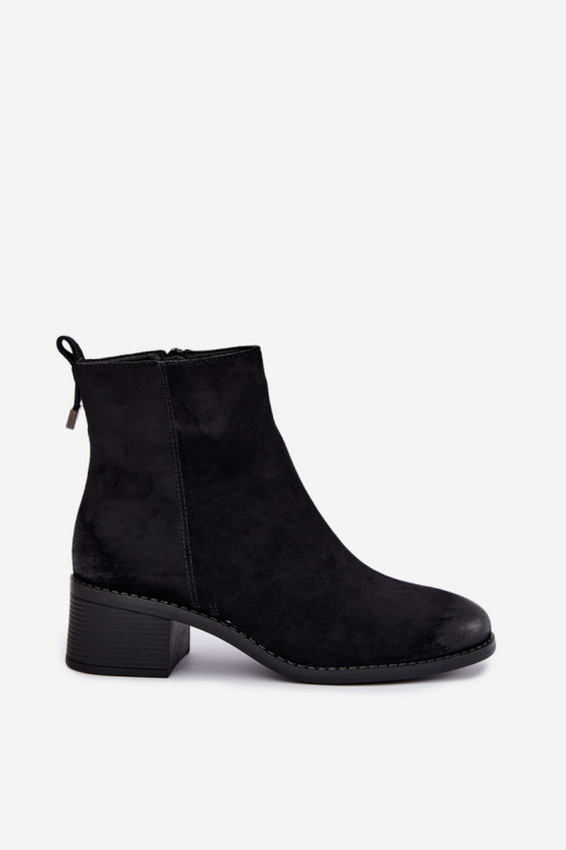 Bottines noires doublées avec petit talon Merselia