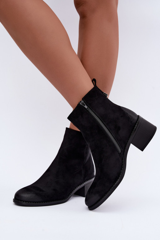 Bottines noires doublées avec petit talon Merselia