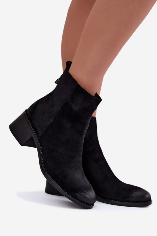 Bottines noires doublées avec petit talon Merselia
