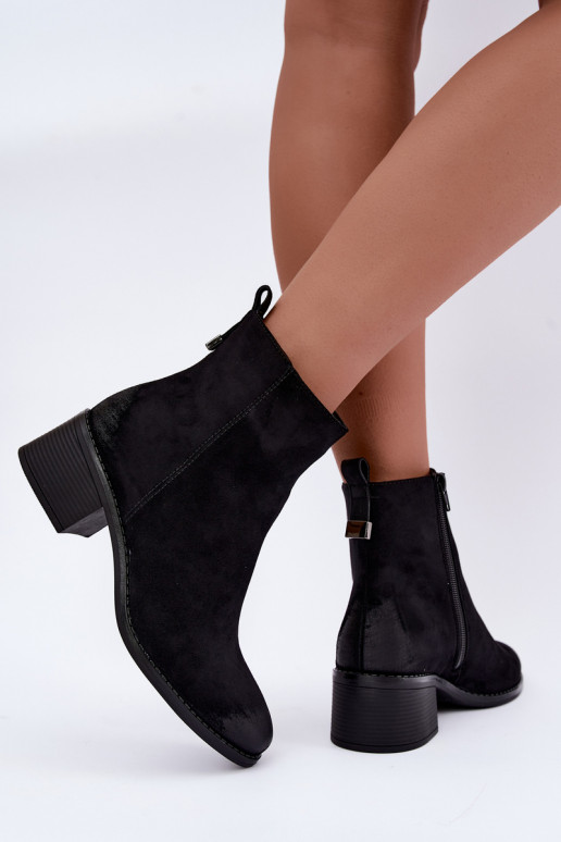 Bottines noires doublées avec petit talon Merselia