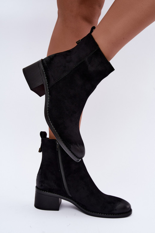 Bottines noires doublées avec petit talon Merselia