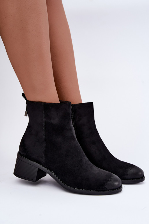 Bottines noires doublées avec petit talon Merselia