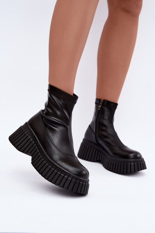 Bottines en cuir noires avec plateforme Elmorine