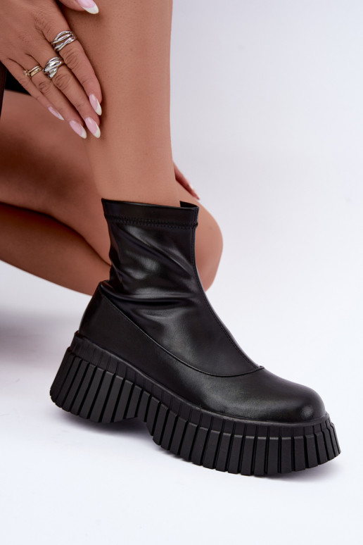 Bottines en cuir noires avec plateforme Elmorine