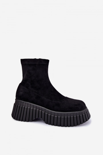 Bottines noires avec plateforme en daim synthétique Elmorine