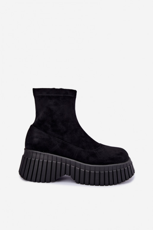 Bottines noires avec plateforme en daim synthétique Elmorine