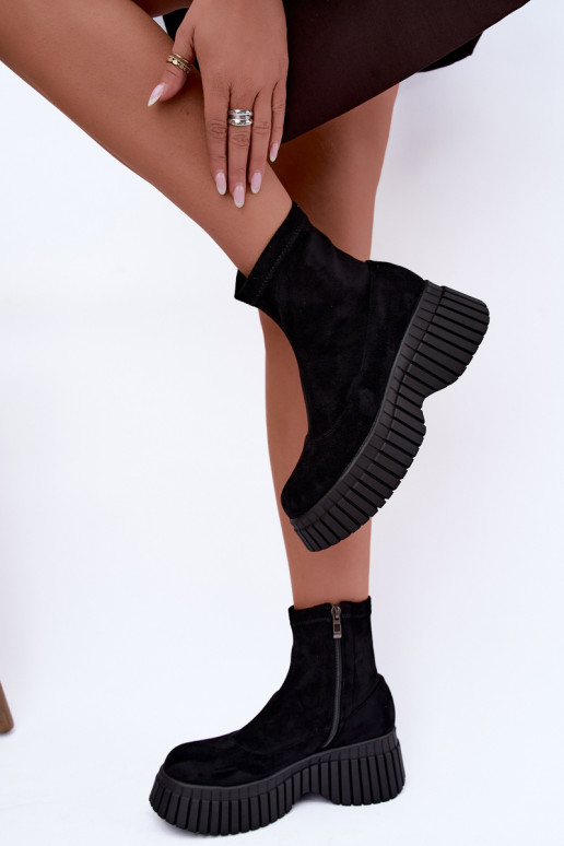 Bottines noires avec plateforme en daim synthétique Elmorine