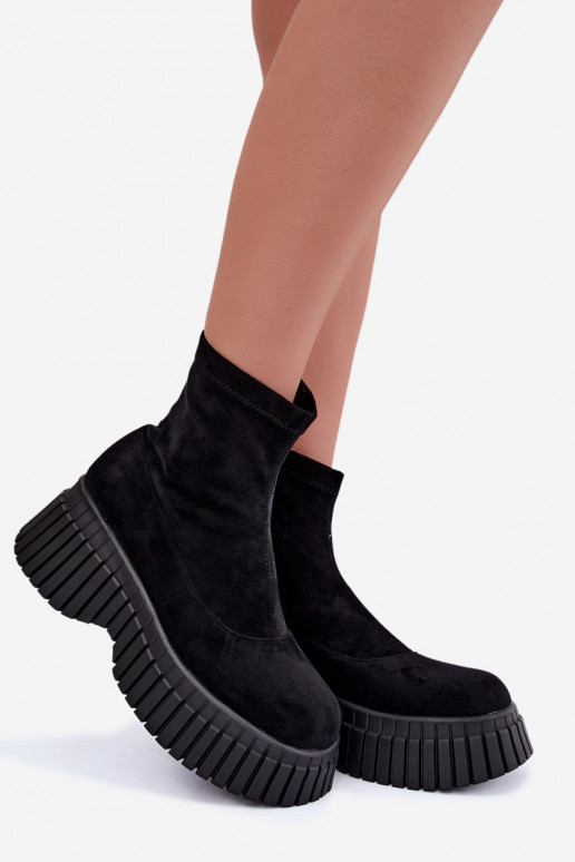 Bottines noires avec plateforme en daim synthétique Elmorine