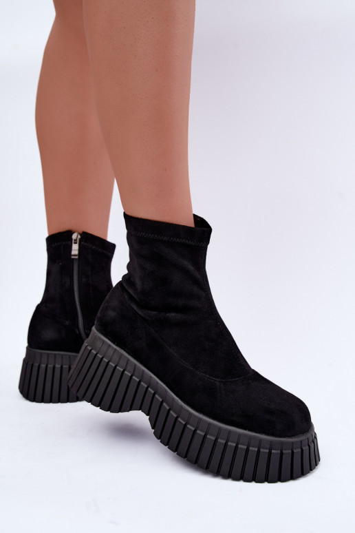 Bottines noires avec plateforme en daim synthétique Elmorine