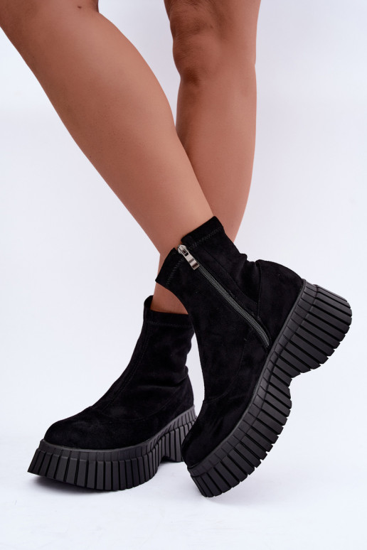 Bottines noires avec plateforme en daim synthétique Elmorine