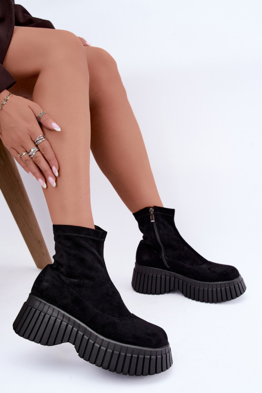 Bottines noires avec plateforme en daim synthétique Elmorine